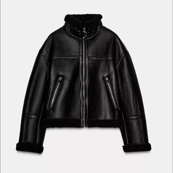Zara Jackets & Blazers - Zara double-faced fleece jacket in black